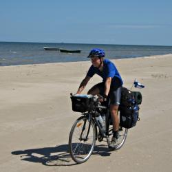 Riding on the beach in Latvia, summer 2006.