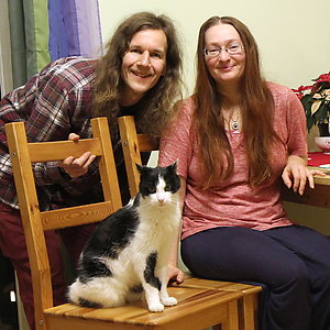 Sandra, me and Germaine in our kitchen, December 2015