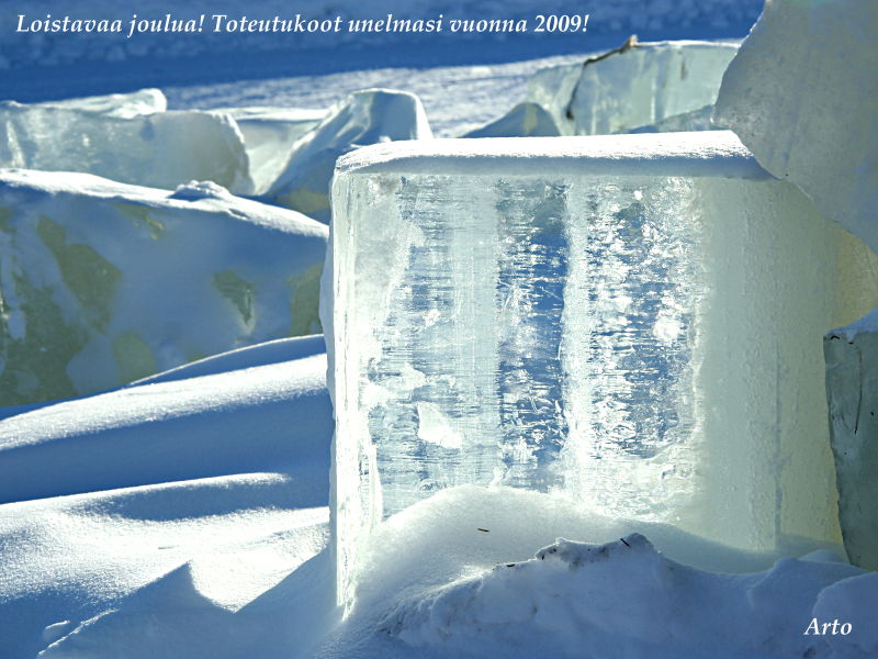 Auringon säihkettä jääkuutiossa, Torvinen, 23. helmikuuta 2008.