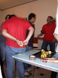Salvatore peeling an apple